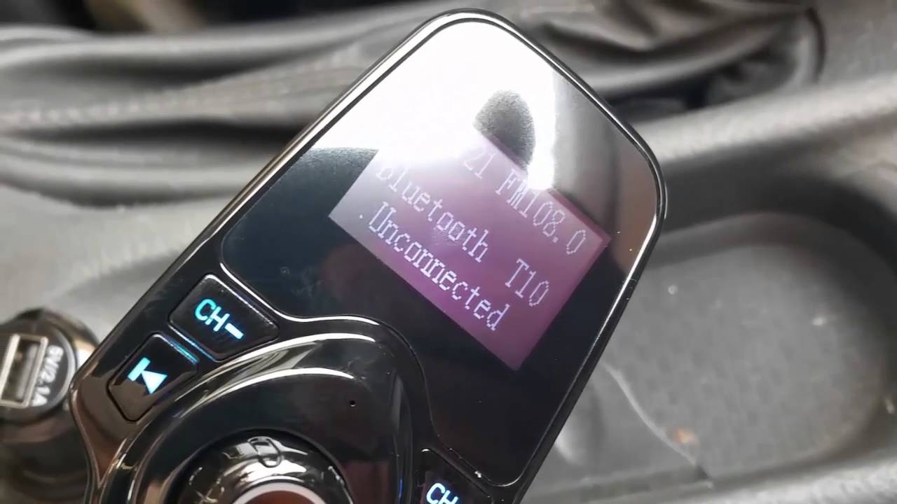 Transmisor FM Bluetooth para el coche, Yokkao® T10. Tarjeta MicroSD, entrada Auxiliar.