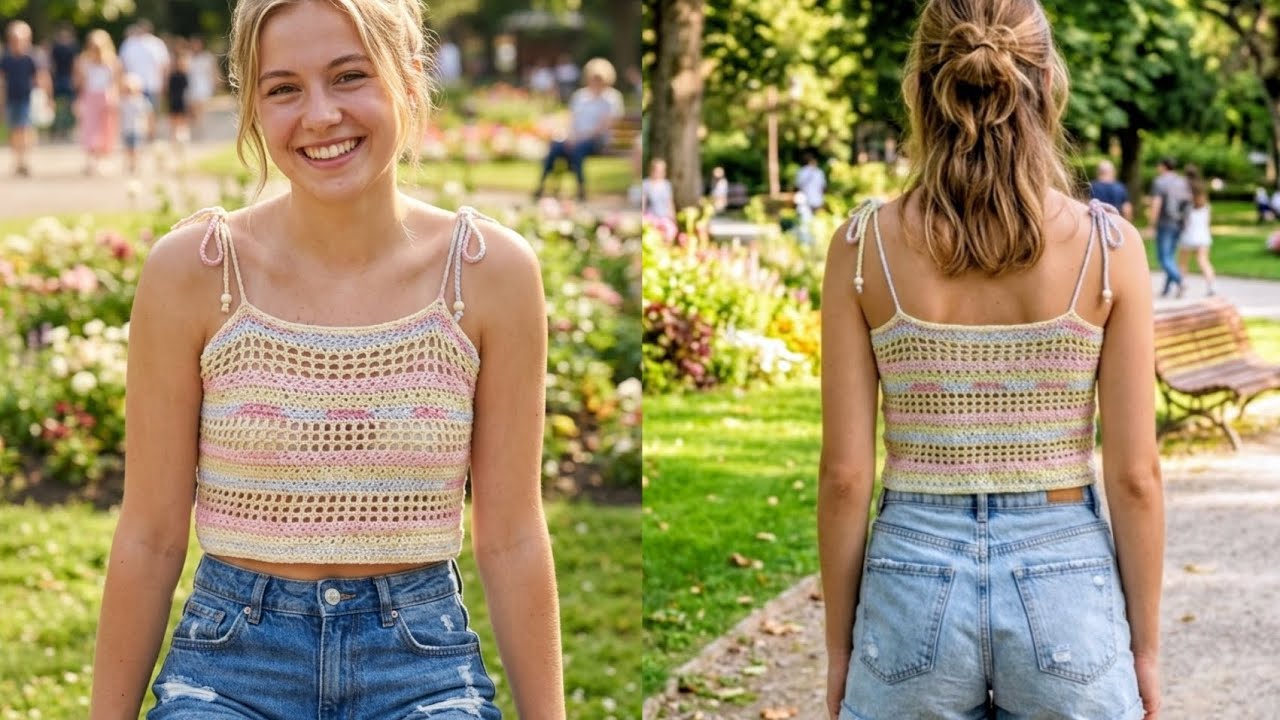 Este top lo puedes hacer aunque lleves poco con el crochet.