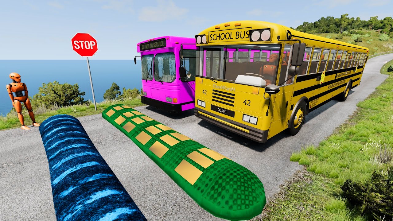 Buses vs Massive ⚠️ Speed Bumps⚠️ #3 – BeamNG.Drive