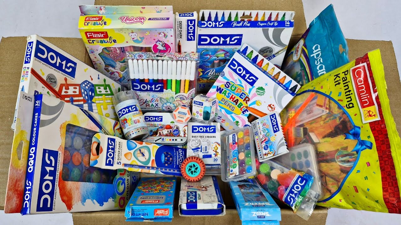 DOMS Stationery Collection❤️Apsara ACE kit, FLAIR Unicorn kit, Camlin kit, Geometry, Crayons, Pencil