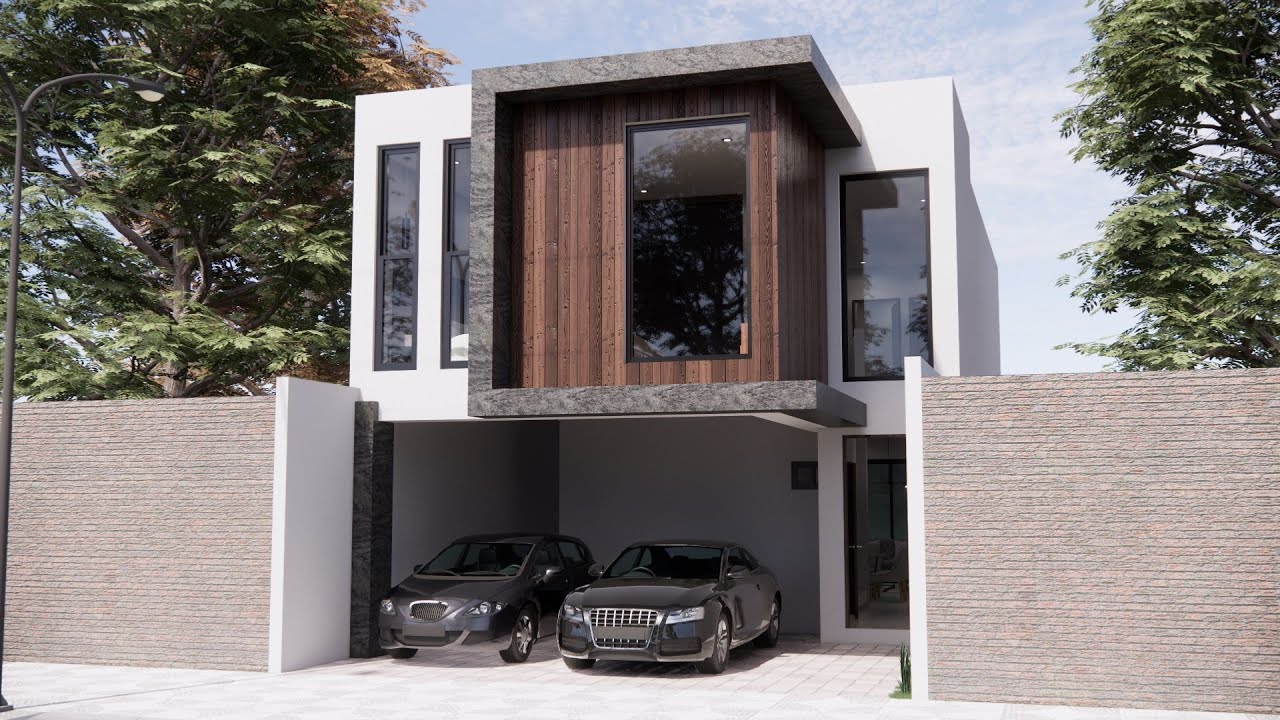 PLANO DE CASA de 7 X 18 con 3 DORMITORIOS y PISCINA
