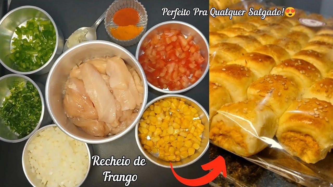 Recheio de Frango + Massa para salgados. (COMPLETO)