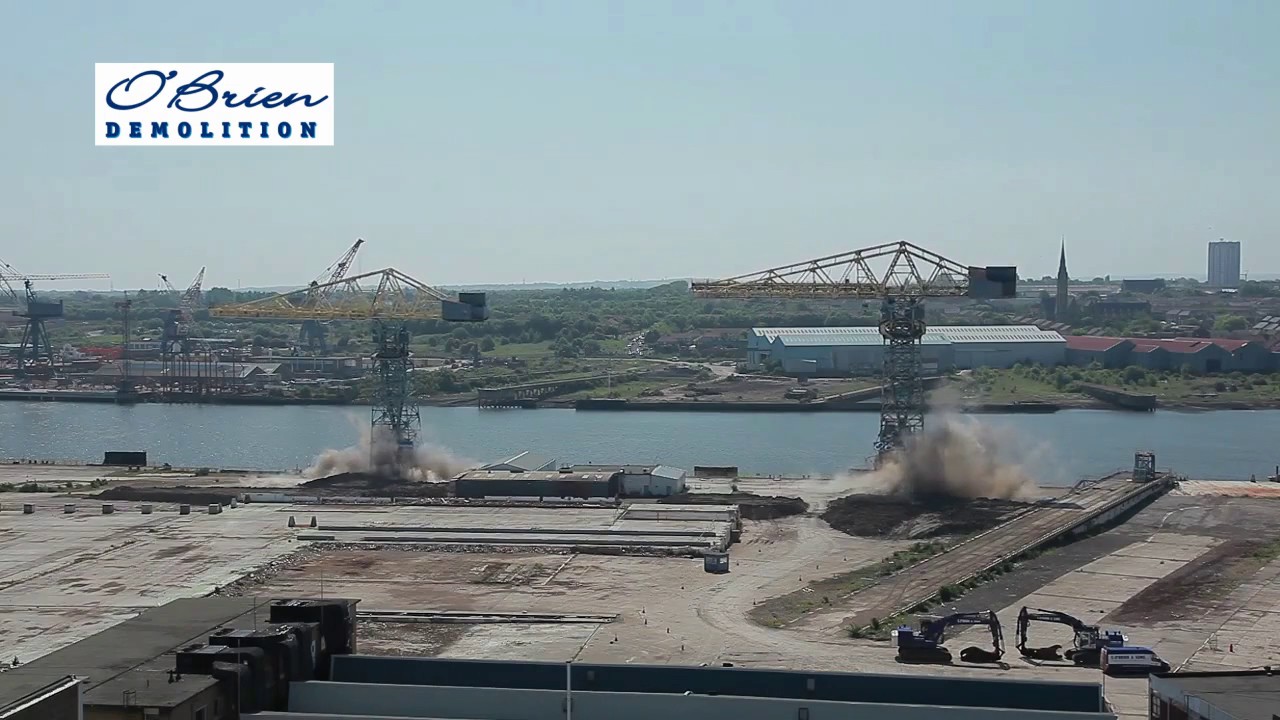 Hammer Head Crane Blasted - Swan Hunters - O'Brien Demolition
