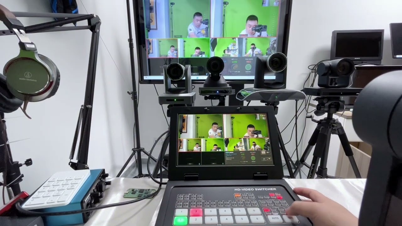 4 PTZ cameras live streaming with ZMKMS06pro video switcher connection demo.#videoswitcher#ptzcamera