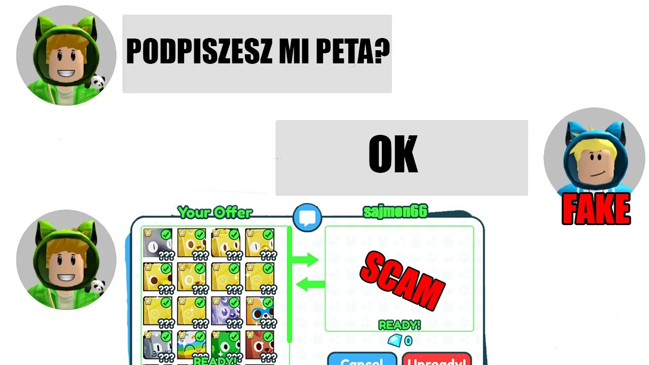 SPOTKAŁEM MOJĄ PODRÓBKĘ NA PET SIMULATOR X (SCAMOWAŁ NA HUGE PETY)