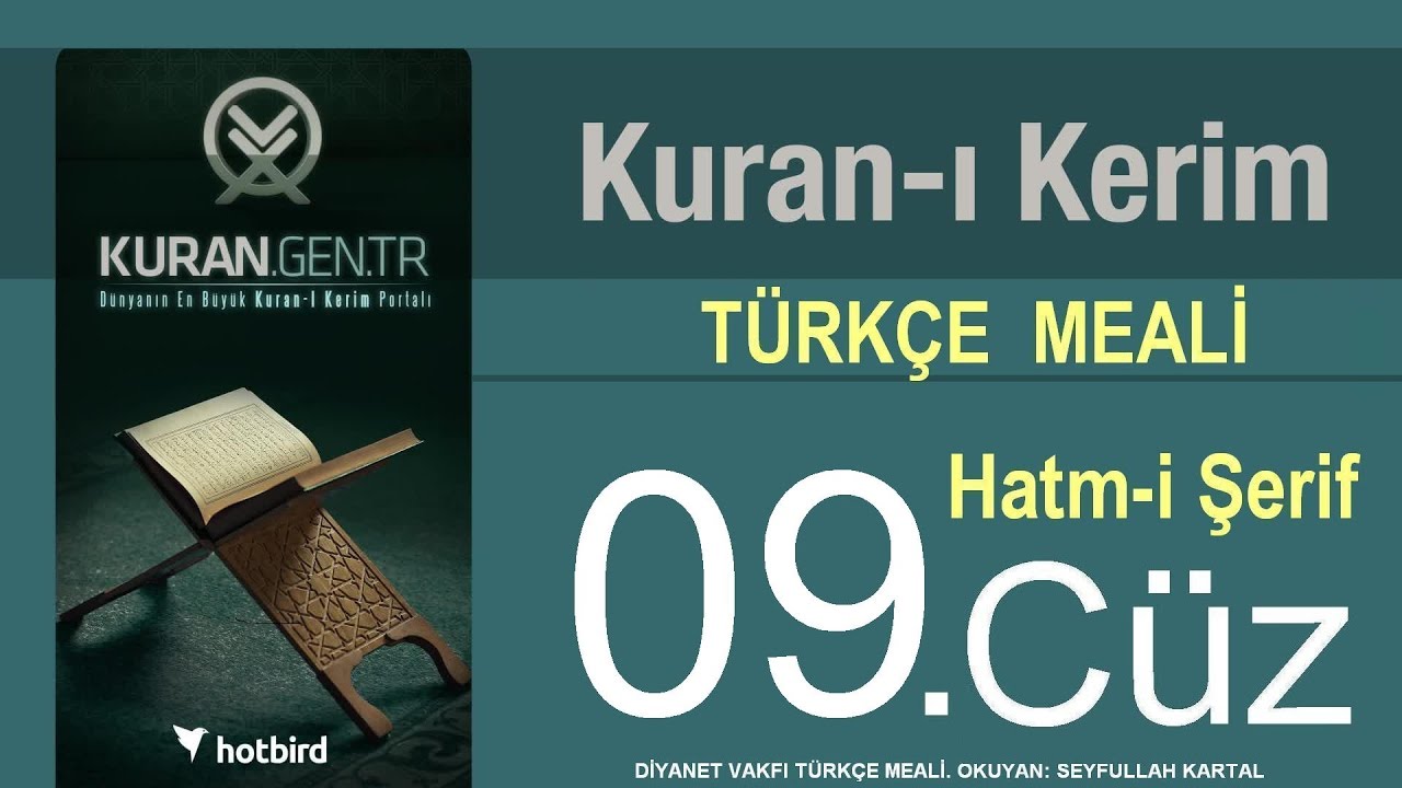 T&uuml;rk&ccedil;e Kurani Kerim Meali, 09 C&uuml;z, Diyanet işleri vakfı meali, Hatim, Kuran.gen.tr