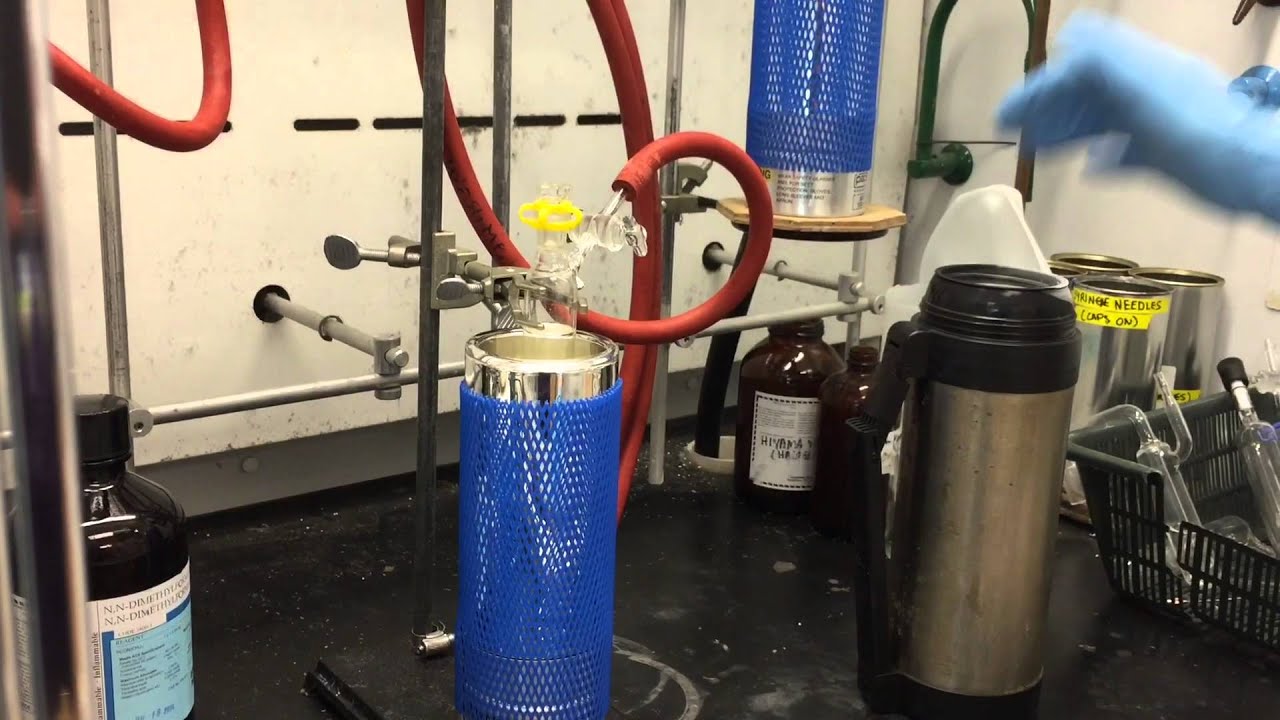 Freeze, pump, thaw solvents on the Schlenk line