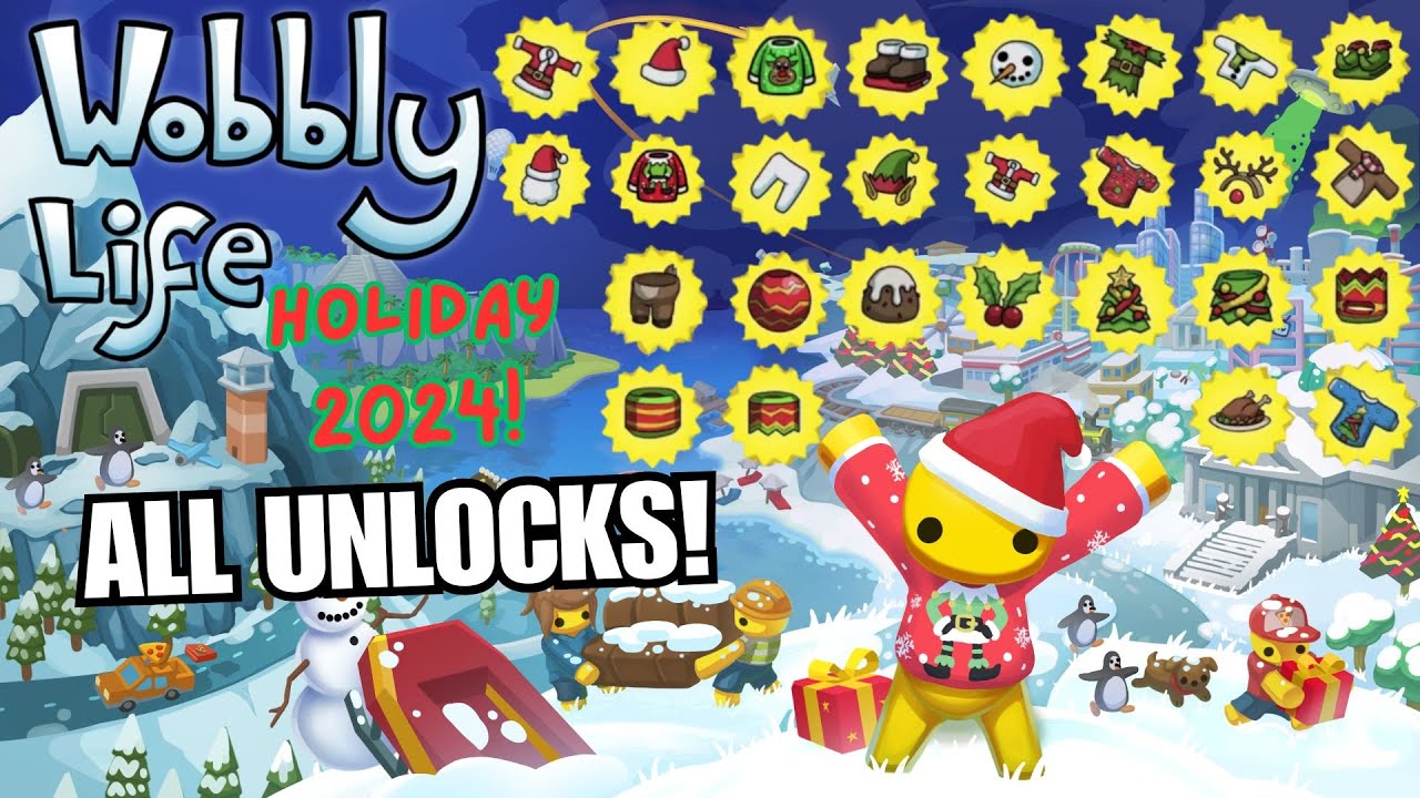 UNLOCK ALL HOLIDAY OUTFITS! Slay the Snowman! Collect Candy Canes! Wobbly Life Holiday Update 2024!