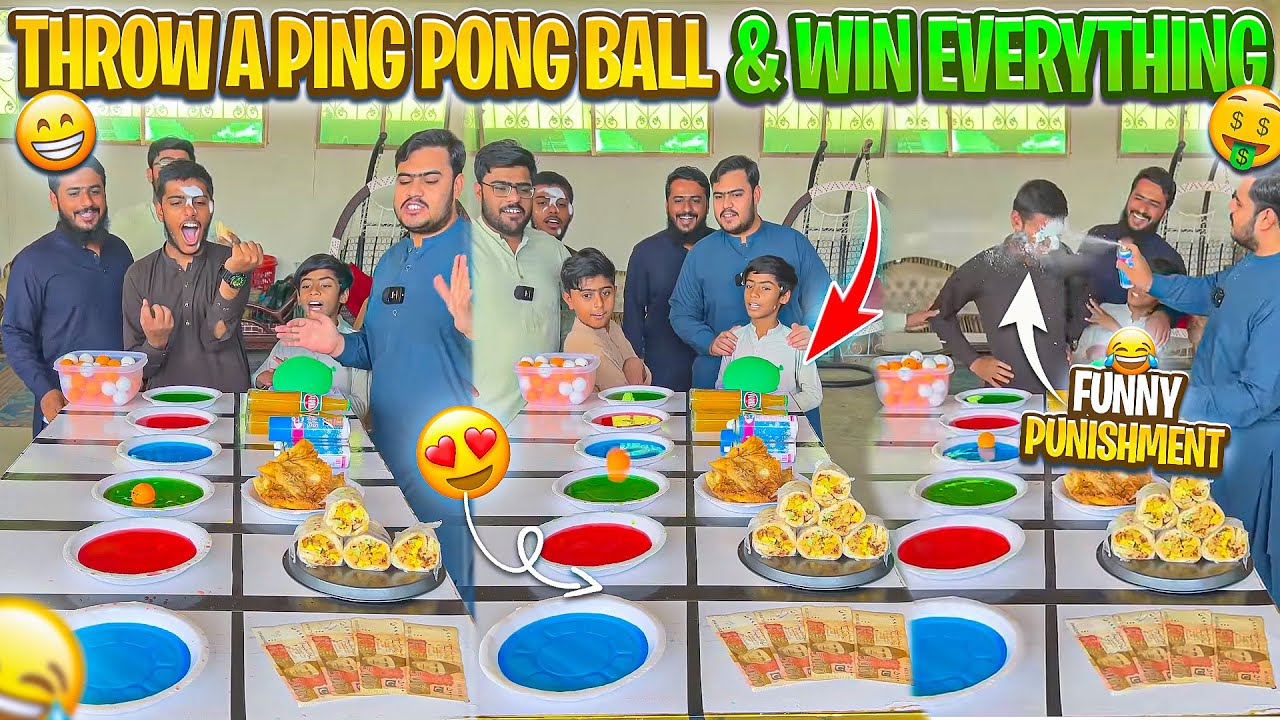 Ping pong ball throwing funny challenge