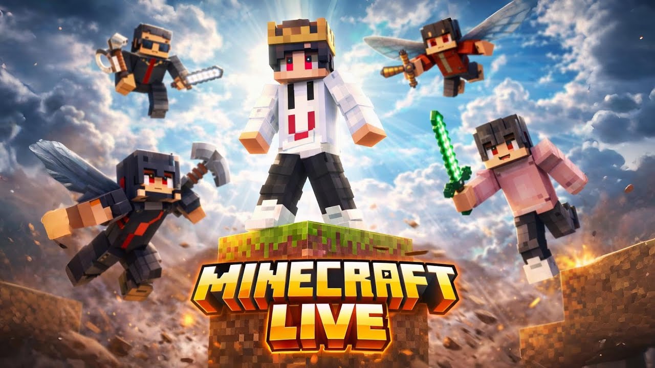 Minecraft Live Survival 😱 Hunted by 4 Players