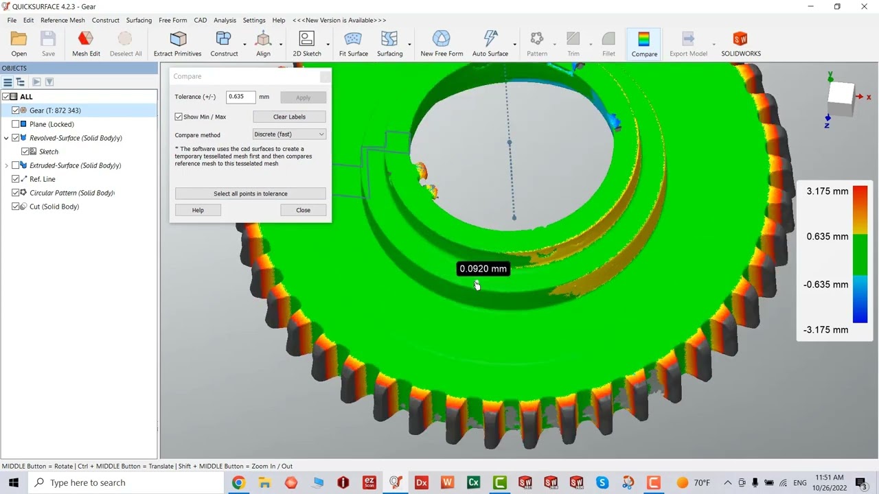 QuickSurface - Reverse Engineering a Gear