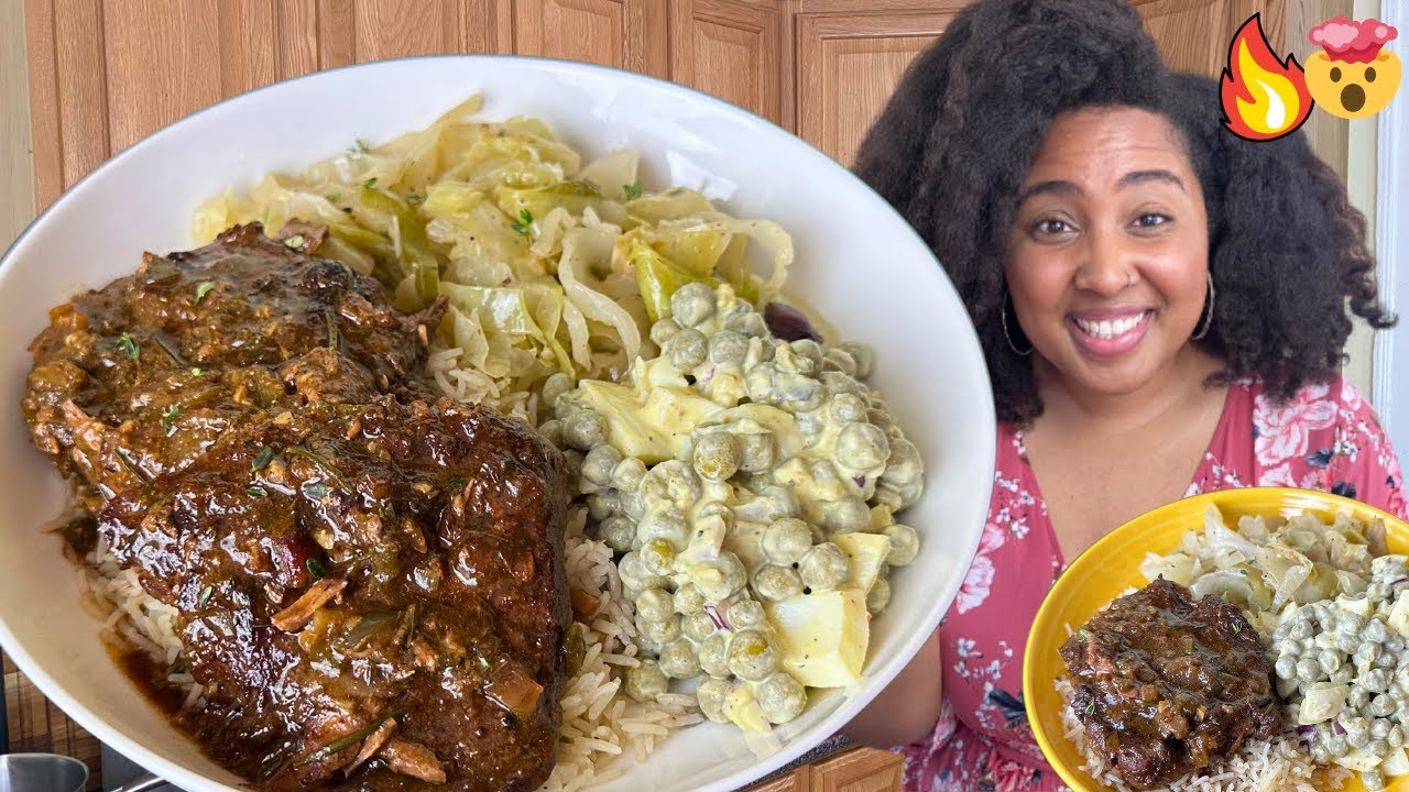 Church Lady Plates! STEAK N' GRAVY | CABBAGE ( 🚫 Meat, but 💣 ), PEA SALAD, SEASONED RICE