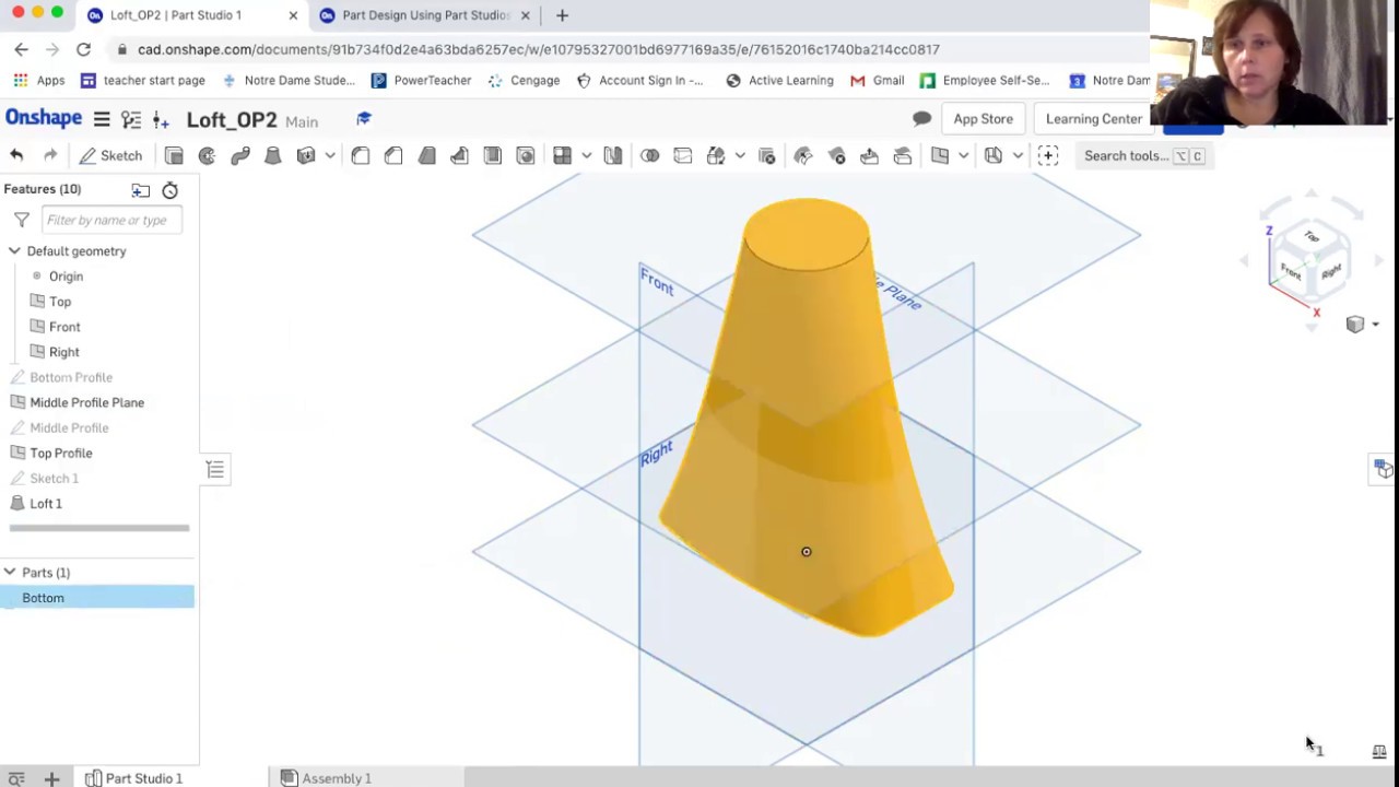 OnShape Loft Exercise from Creating Basic Part Features Course
