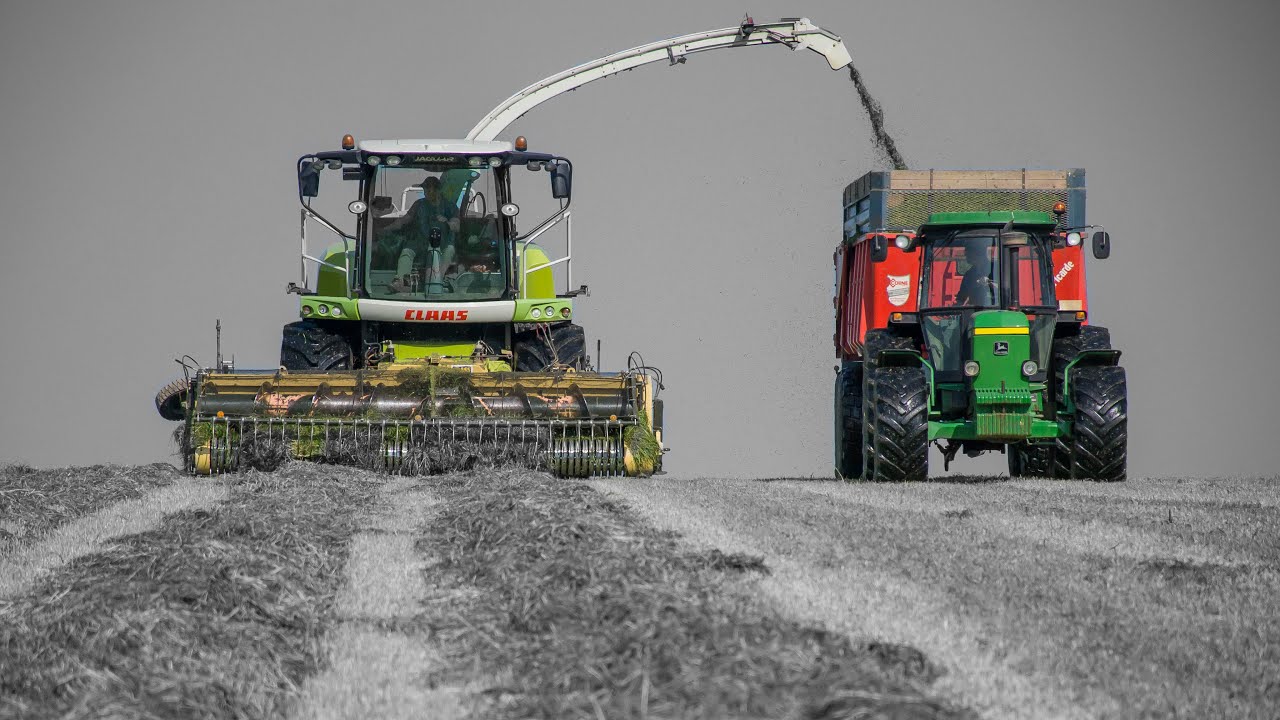 Ensilage d'herbe - Jaguar 950 - John Deere Old School