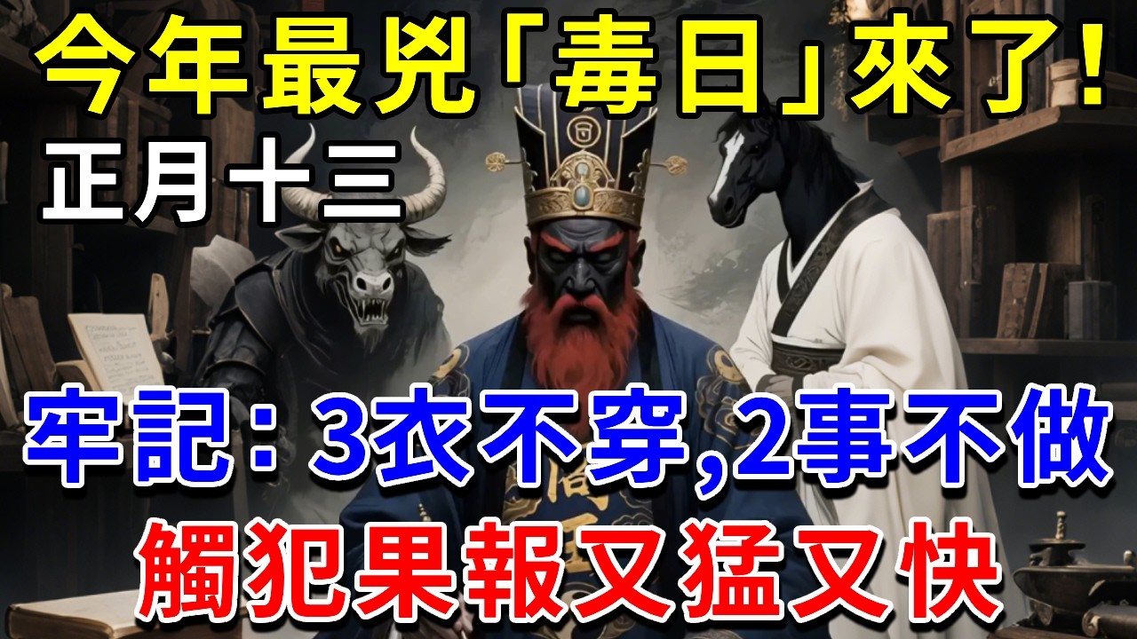 正月十三閻王忌！今年最兇的「毒日」到了！牢記3不穿2不做，輕者破財重者傷身，佛菩薩也難救！