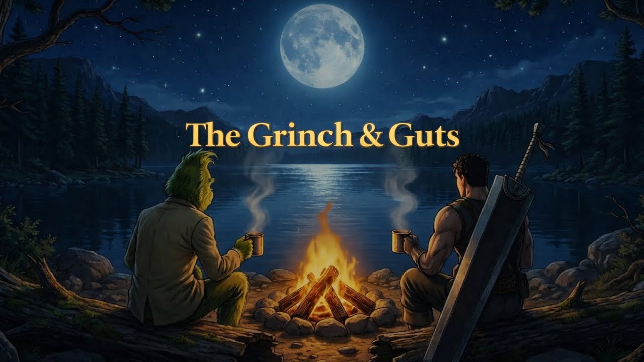 🌙 The Grinch & Guts by the Campfire 🔥🏕️ | Peaceful Moonlit Lake Night