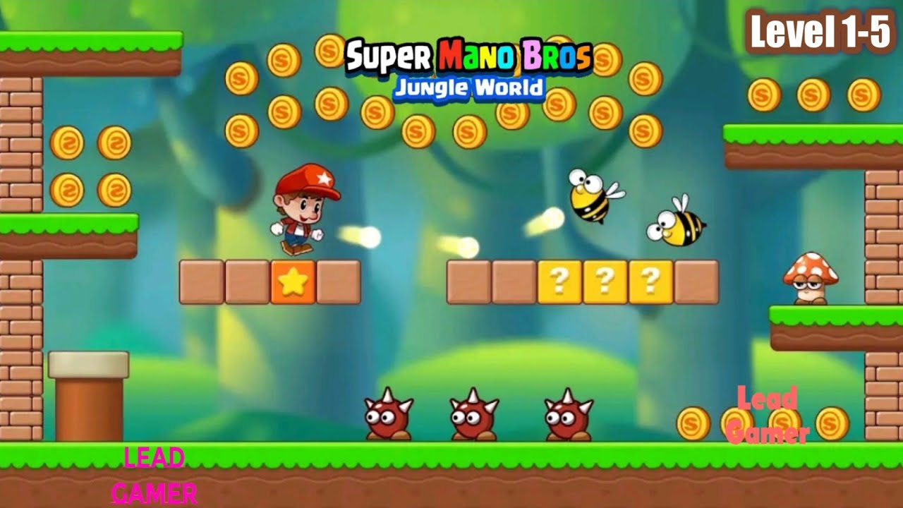 Super Mano Bros Jungle World Level 1-5  #gameplay #gaming #games