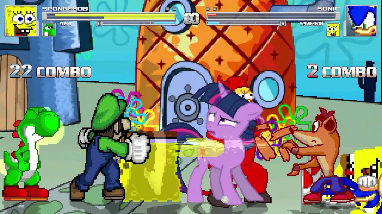 AN Mugen Request #506: Spongebob, Yoshi, T. Sparkle & E. Homer VS Sonic, Spongebob, Crash B. & Luigi
