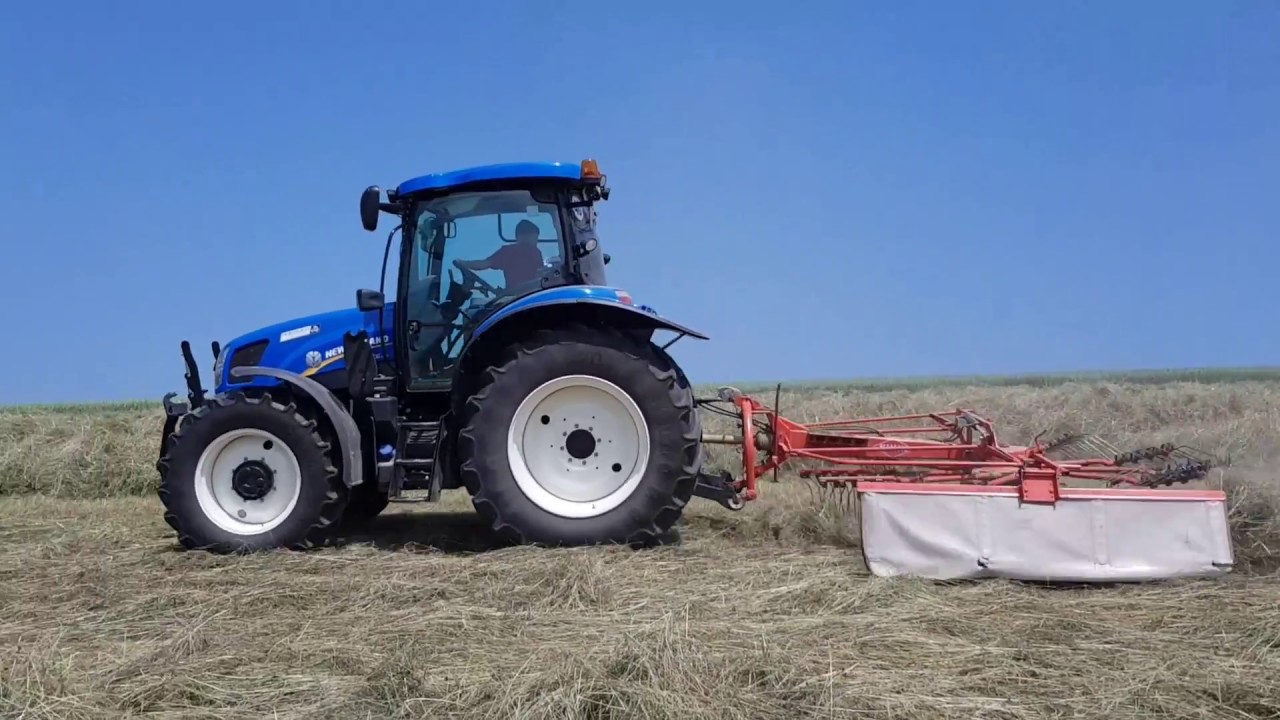 Heuernte 2018 Schwaden mit New Holland T 6.150 und Kuhn GA 4321