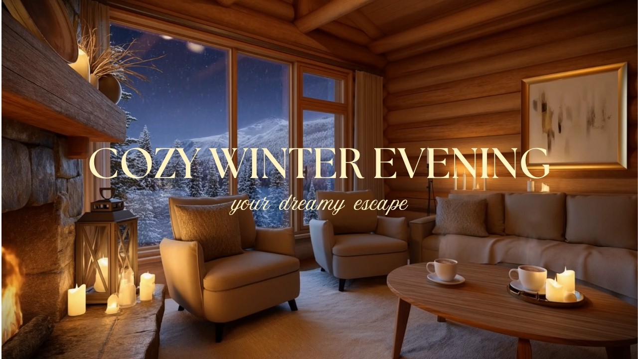 A Cozy Winter Cabin Evening | Firelight and Soft Music