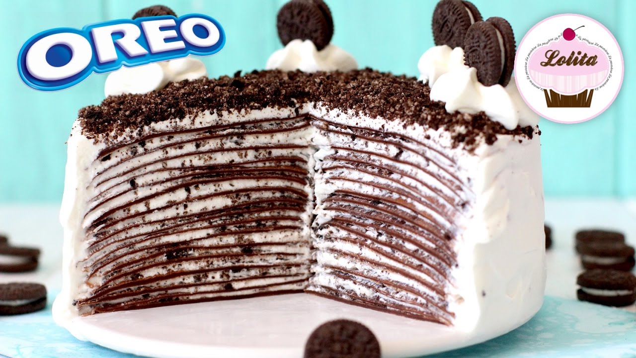 Tarta de crepes de Oreo | Mille crepe Oreo | Oreo Mille crepe