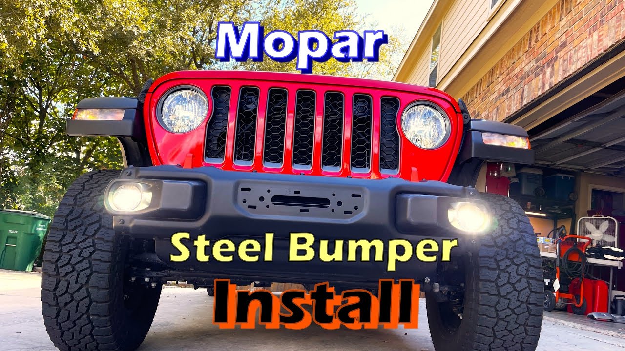 Установка переднего стального бампера Mopar на Jeep Gladiator Mojave (заводские светодиодные прот...