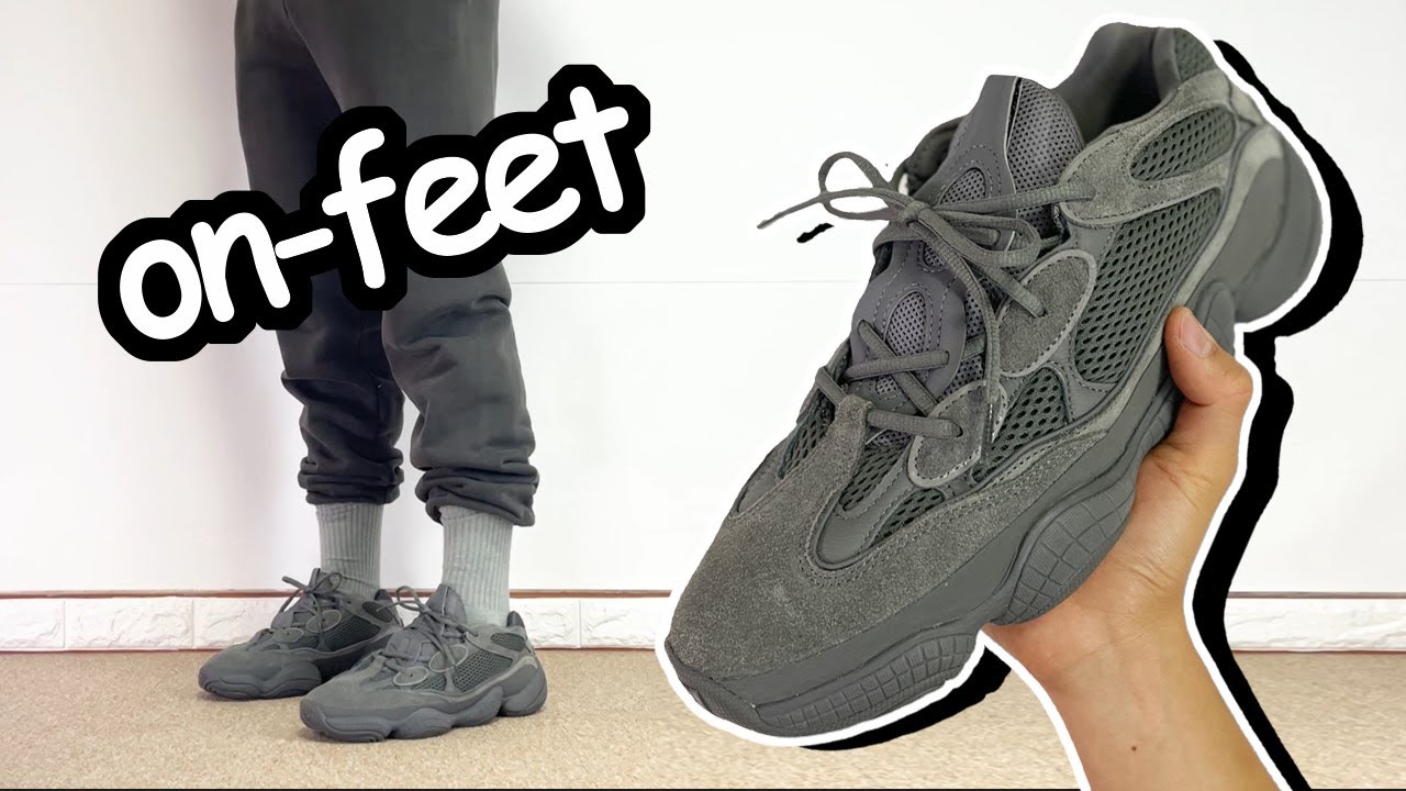on-feet Yeezy 500 Granite [sneaker mv]