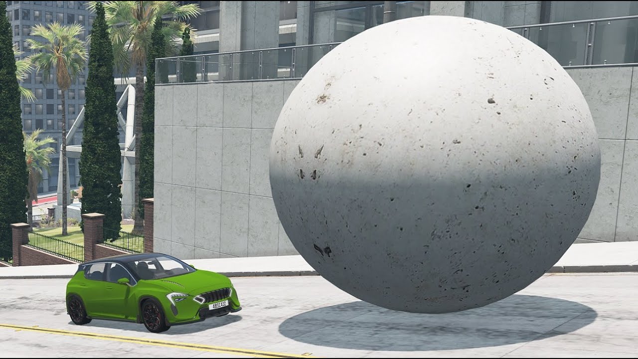 1000 Ton Ball vs Cars #3 &ndash; BeamNG.Drive