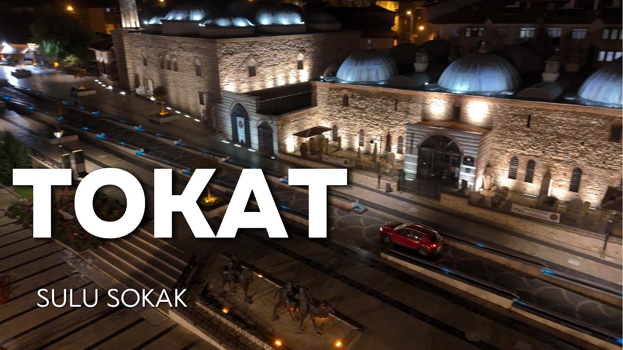 TOKAT Sulu sokak  Tokat kalesi ve Müze gece Dron görüntüleri