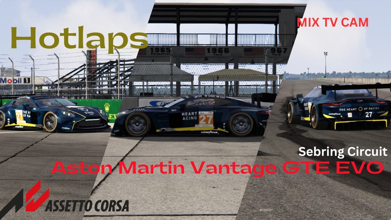 Hotlaps in Sebring With Aston Martin Vantage GT3 EVO TV Cam | Assetto Corsa