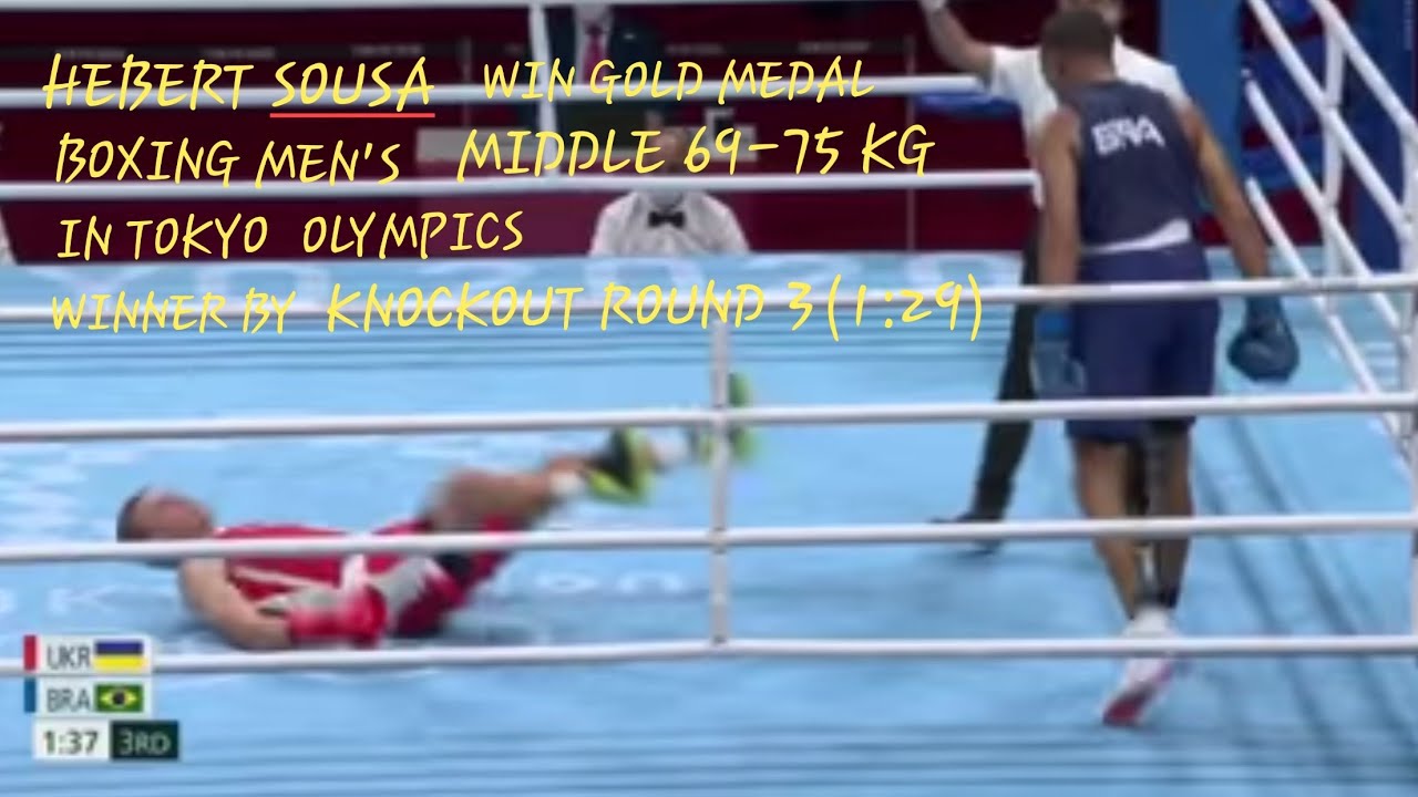 HEBERT SOUSA WIN GOLD MEDAL BOXING MEN'S MIDDLE 69-75 KG  BY KNOCKOUT ROUND 3 (1:29)
