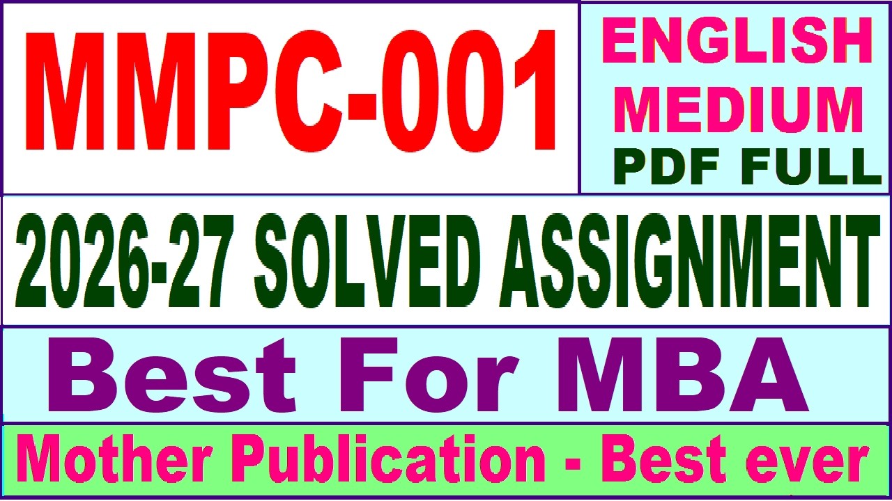 MMPC 001 solved assignment 2026-27 || mmpc 001 solved assignment 2027 in English || ignou mmpc001