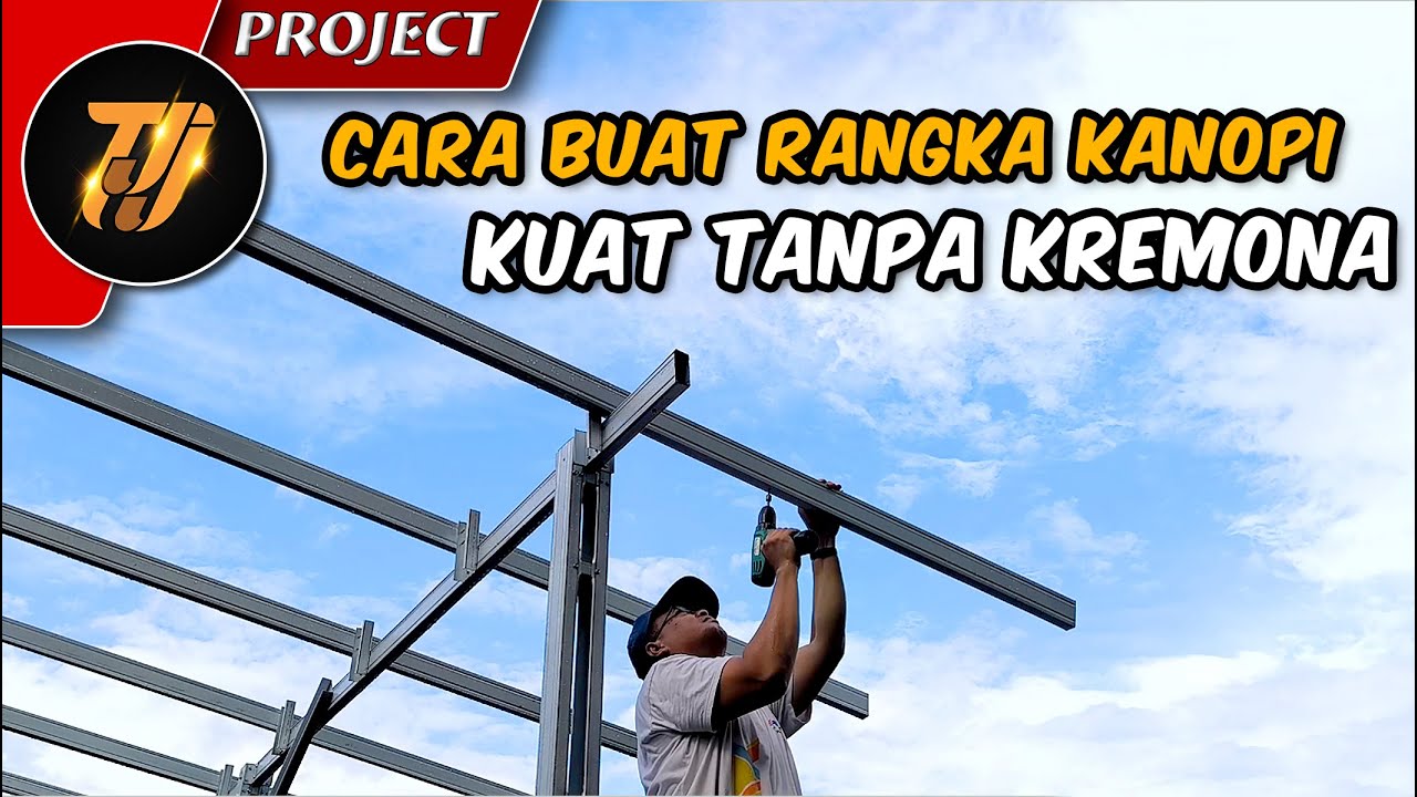 Project kanopi baja ringan masjid part 04 / pasang rangka kanopi minimalis & kuat