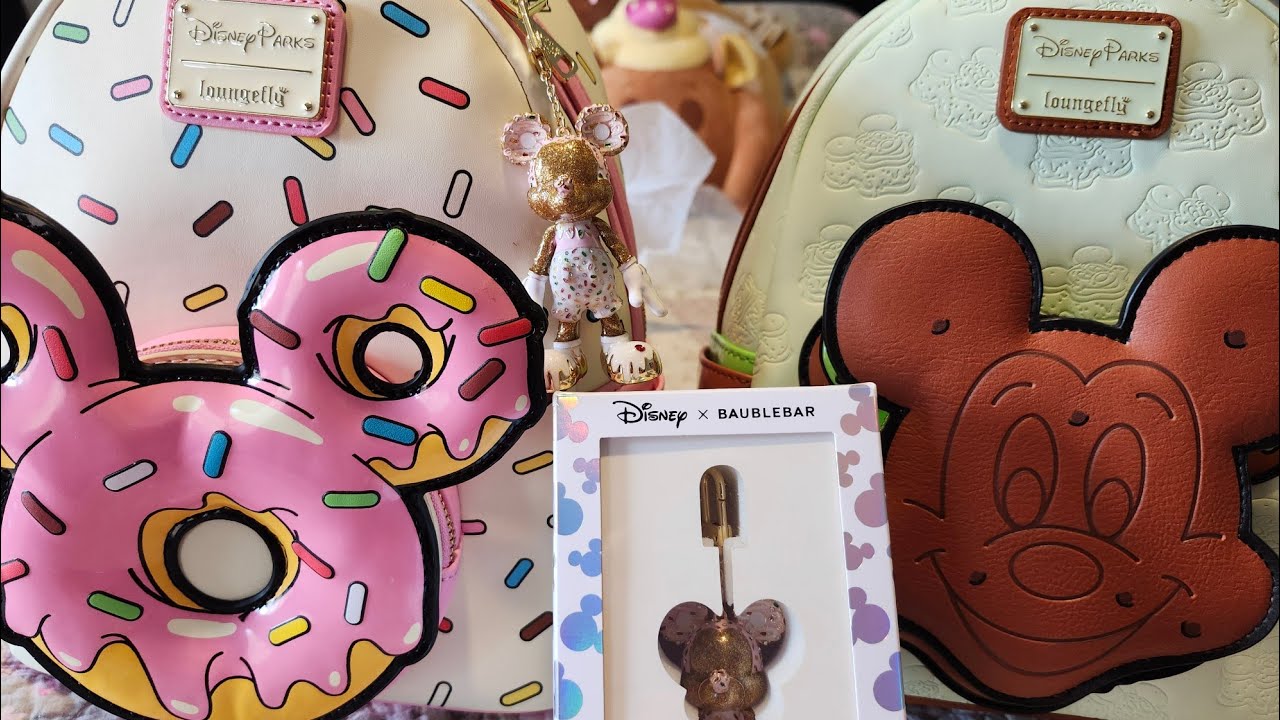 Disney Eats Donut and Mint Chocolate chip icecream sandwich loungefly and Disney Donut Baublebar