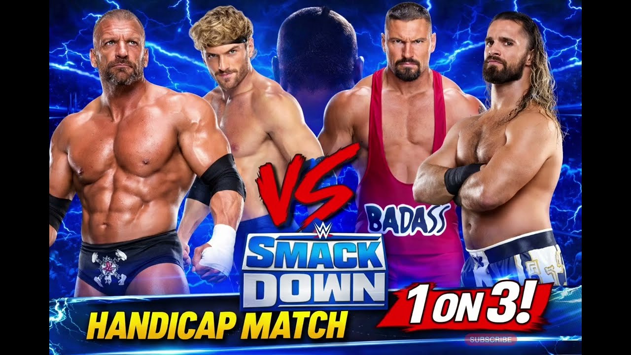 WWE 2K25 – Triple H vs Logan Paul, Bron Breakker & Seth Rollins | 1v3 Handicap Match | SmackDown