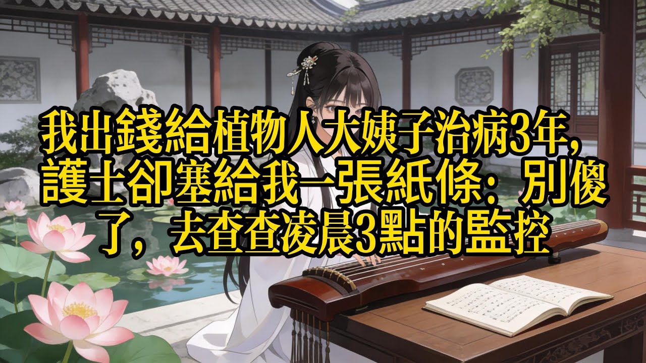為植物人大姨子交費3年，護士塞字條：別傻了，去查凌晨3點監控！我偷偷回病房，竟看到岳母正對昏迷的女兒下死手……揭開這場價值千萬的「睡眠騙局」。 