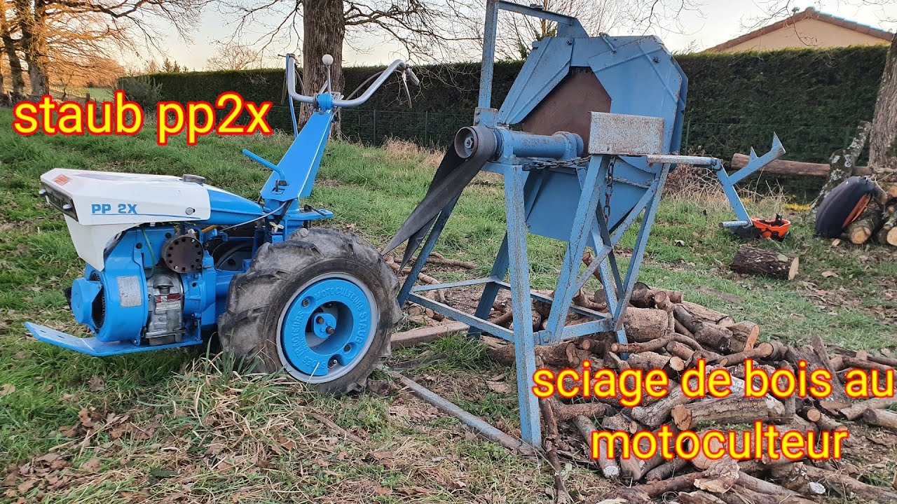 Teste de la scie a bûche sur motoculteur STAUB PP2X