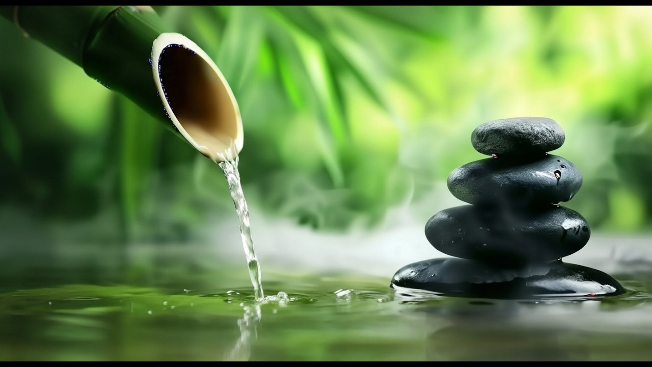 Healing Piano & Bamboo Water Sounds for Deep Sleep & Stress Relief