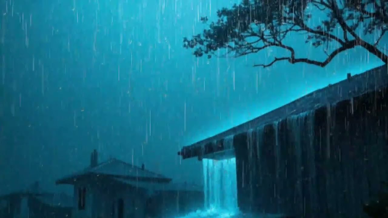Relieve Stress & Insomnia Fast with Heavy Rain & Thunder Sounds on Tin Roof at Night for Deep Sleep.