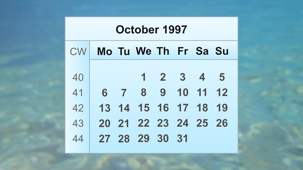 October 1997 Calendar