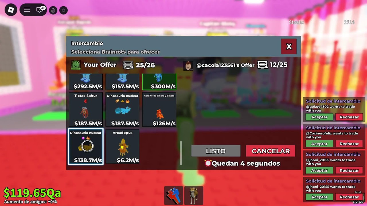 Roba un brainrot tradeando brainrot