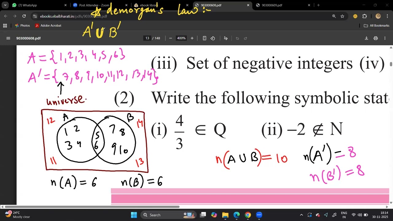 30 Nov 9th10th : SET THEORY basics