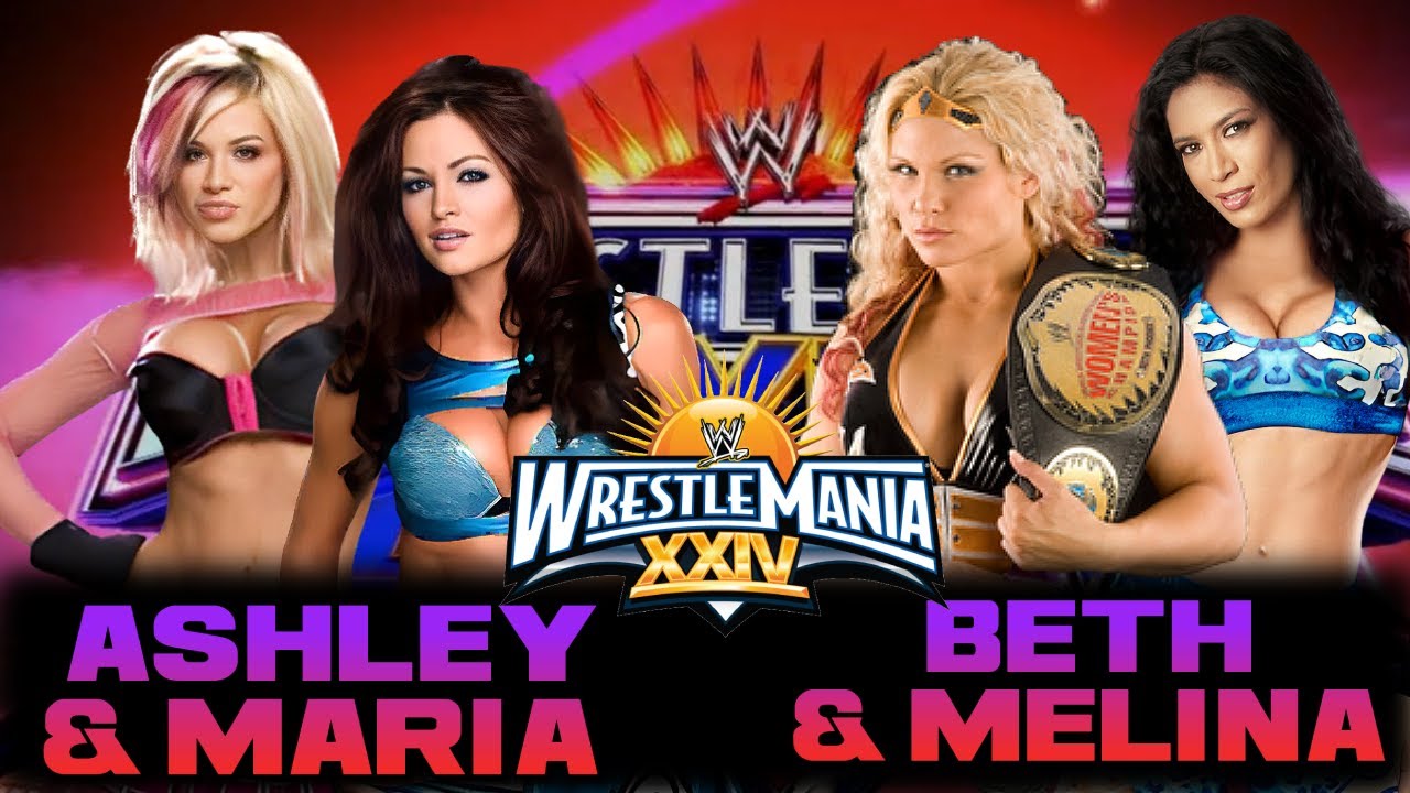 WWE 2K25: The Divas Vault - Wrestlemania 24 - Ashley & Maria vs Melina & Beth (All modded divas)