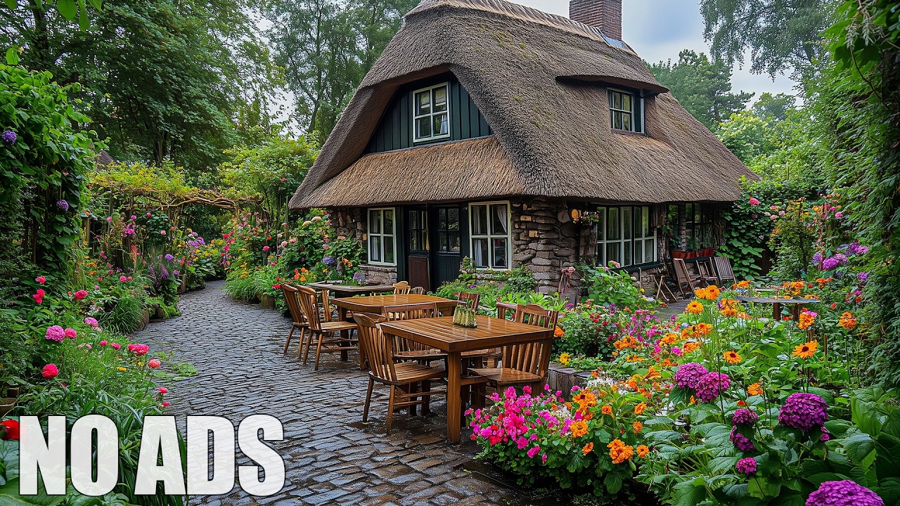 3 Hours Relaxing Music 🌿Spring Garden Sunset Relaxing Music & Deep Healing & Peace 🎵 No Ads