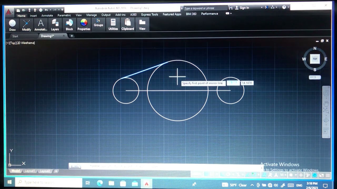 شرح رسم هندسي على برنامج اوتوكاد Autocad لطلبة المرحلة الأولى / كلية الهندسة/شكل رقم 1