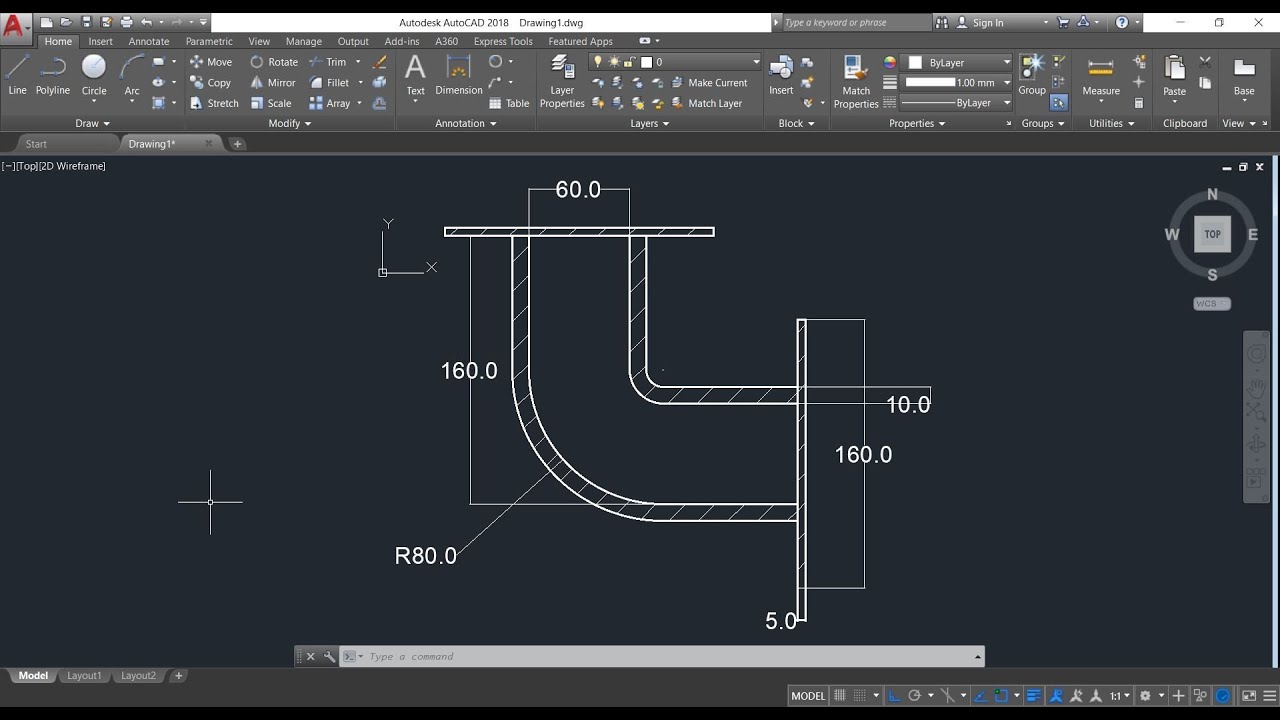 AutoCAD Tutorial - How to make Elbow in AutoCAD 2D