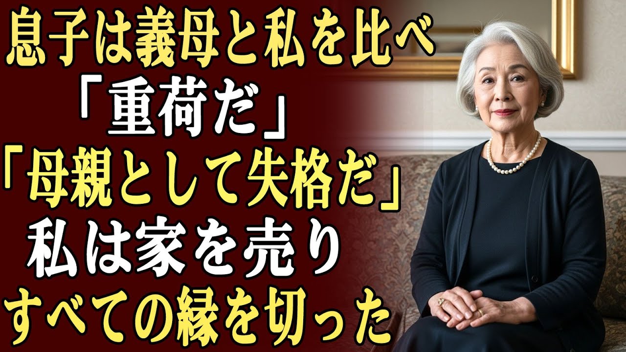 夫の七回忌の日、息子は義母と私を比べ、「重荷だ」「母親として失格だ」と公の場で言い放った。その直後、私は家を売り、すべての縁を切った。