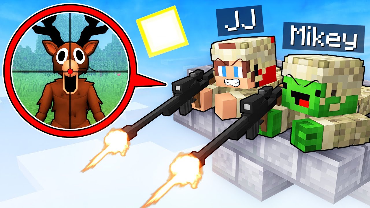 Mikey and JJ Became Secret Snipers and Hunt 99 Nights in the Forest in Minecraft (Maizen)