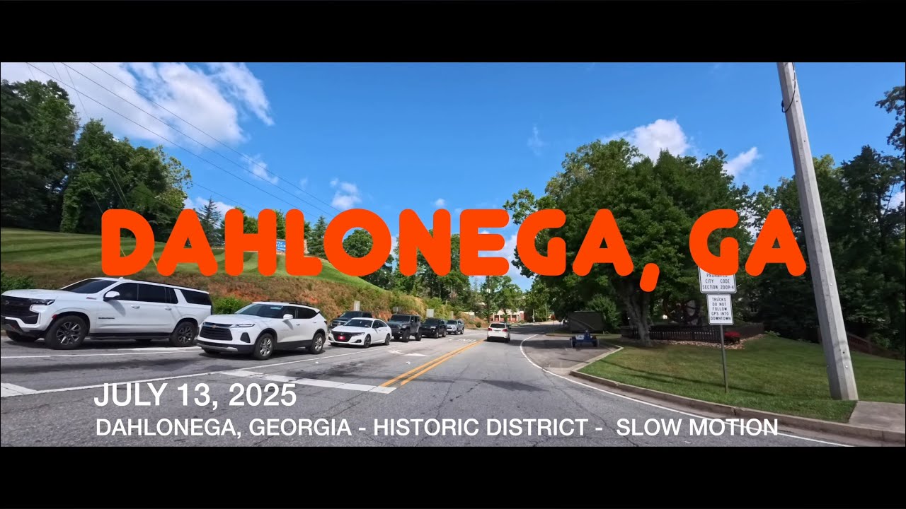 DAHLONEGA, GEORGIA - JULY 13, 2025 - HISTORIC DISTRICT - SLOW MOTION
