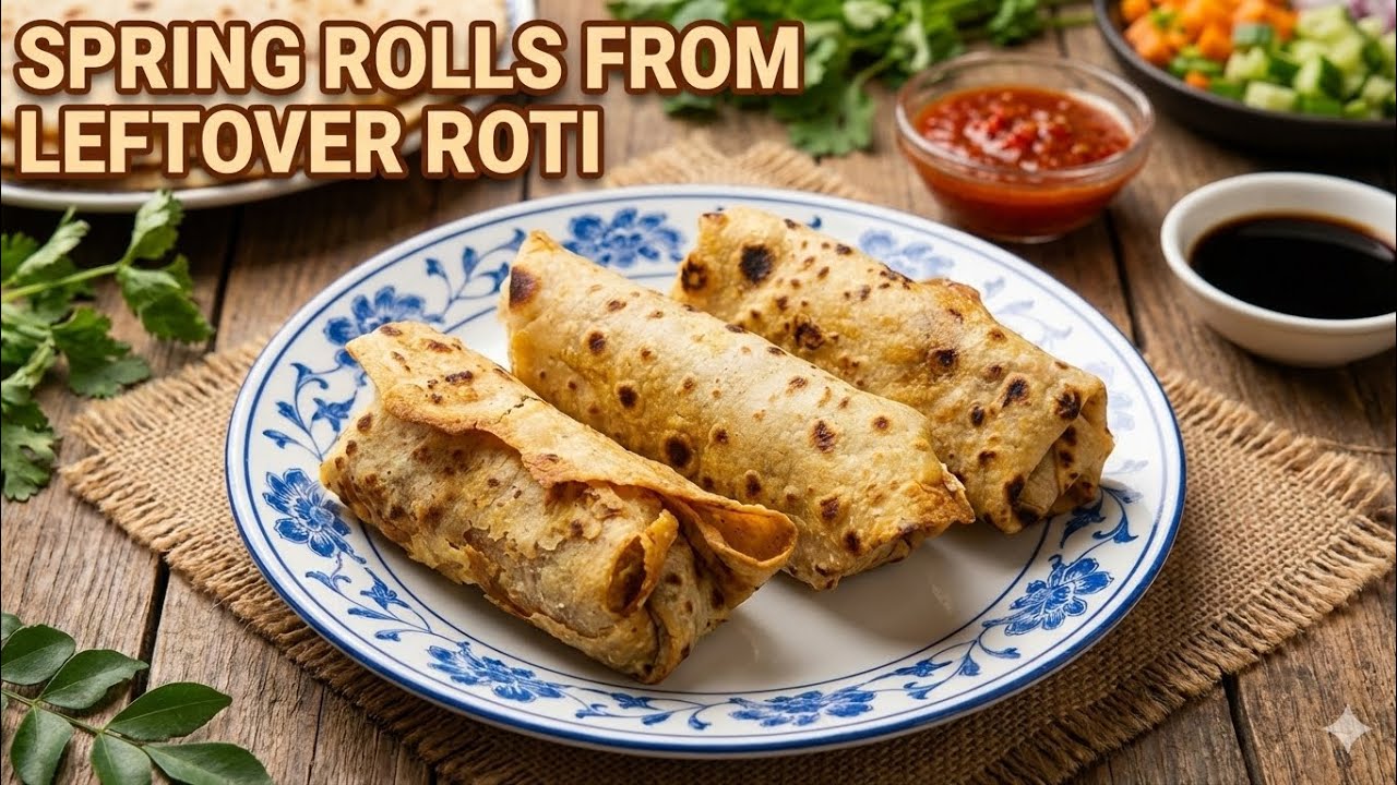 Spring Roll from Leftover Roti  |Crispy & Healthy Zero Waste  Snack | Kids Tiffin | Roti Spring Roll
